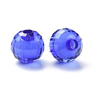 Transparent Acrylic Beads, Bead in Bead, Faceted, Round, Medium Blue, 10mm, Hole: 2mm, about 1040pcs/500g(TACR-S086-10mm-12)
