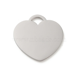 304 Stainless Steel Stamping Blank Tag Pendants, Laser Cut, Heart Charm, Stainless Steel Color, 25x25x1.5mm, Hole: 4x5mm(STAS-K270-43P)