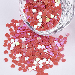 Ornament Accessories, PVC Plastic Paillette/Sequins Beads, AB Color Plated, Heart, Red, 2.7x3x0.4mm, about 18000pcs/50g(X-PVC-T021-11D)