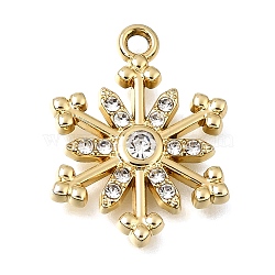 UV Plating Alloy Crystal Rhinestone Pendants, Snowflake Charms, Golden, 22.5x17x3mm, Hole: 1.9mm(RB-CBAD37D-19G)