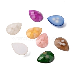 Epoxy Resin Cabochons, Faceted, Teardrop, Mixed Color, 13.5~14x10x3mm(CRES-S361-01)