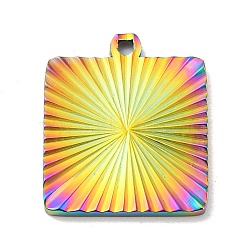 Ion Plating(IP) 304 Stainless Steel Pendants, Square Charm, Rainbow Color, 20x17x1.8mm, Hole: 1.6mm(STAS-D025-03M-02)