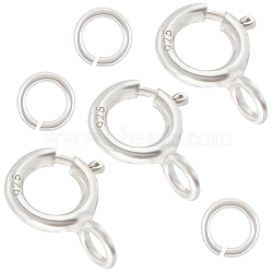 10Pcs 925 Sterling Silver Spring Ring Clasps, with 10Pcs 925 Sterling Silver Open Jump Rings, Silver, 5.5mm(STER-CN0001-33B)