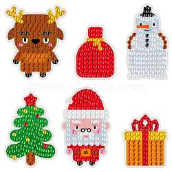Christmas Theme DIY Diamond Painting Stickers Kits for Kids, with Rhinestones and Diamond Painting Tools, Elk & Snowman & Christmas Tree & Santa Claus & Gifts, Mixed Color, 22.9x7.9x2.4cm(DIY-H123-03)