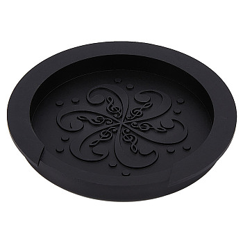 Silicone Guitar Sound Hole Cover, Feedback Buffers, Flat Round with Musical Note Pattern, Black, 110x13mm