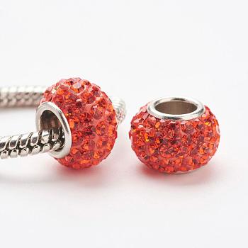 Austrian Crystal European Beads, Large Hole Beads, 925 Sterling Silver Core, Rondelle, 236_Hyacinth, 11~12x7.5mm, Hole: 4.5mm