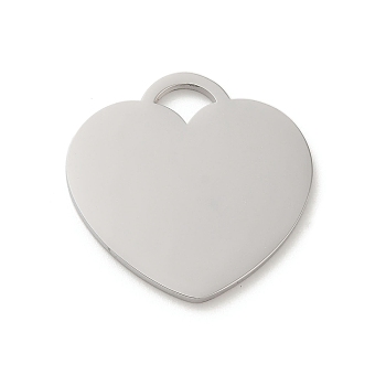 304 Stainless Steel Stamping Blank Tag Pendants, Laser Cut, Heart Charm, Stainless Steel Color, 25x25x1.5mm, Hole: 4x5mm