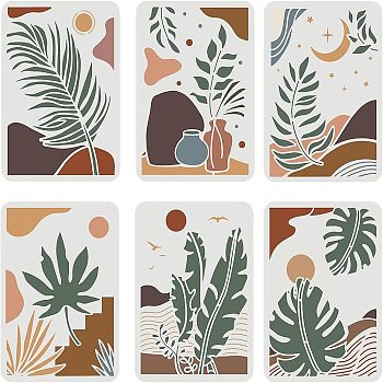Plastic Reusable Drawing Painting Stencils Templates Sets, for Painting on Fabric Canvas Tiles Floor Furniture Wood, 29.7x21cm, 6pcs/set
