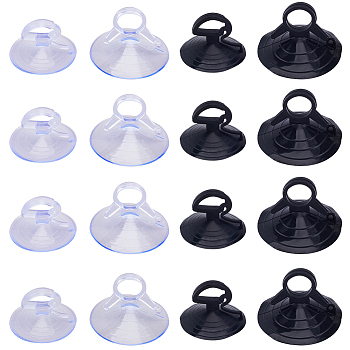 32Pcs 4 Style PVC Car Glass Windshield Sunshade Suction Cups, with Hole, for Hanging Things, Toy Making, Ribbon Decoration, Mixed Color, 35~45x22~27mm, 8pcs/style