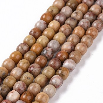 Natural Marble and Sesame Jasper/Kiwi Jasper Beads Strands, Column, 7.8~8x8.3mm, Hole: 1.4mm, about 48pcs/strand, 15.35''(39cm)