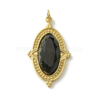 Real 14K Gold Plated Oval Obsidian Pendants