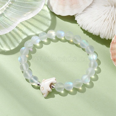 Beach Dolphin Dyed Synthetic Turquoise Bead Bracelets(BJEW-JB10251-03)-4