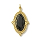 Ion Plating(IP) 304 Stainless Steel Pave Faceted Natural Obsidian Pendants(FIND-Z028-40D)-1