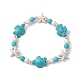 Turtle & Starfish Synthetic Turquoise Beaded Stretch Bracelet(BJEW-JB09968-02)-1