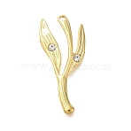 304 Stainless Steel Rhinestone Pendants, Branches, Crystal, 36.5x16x3mm, Hole: 1.6mm(STAS-U027-11G-02)