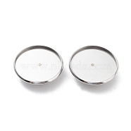304 Stainless Steel Brooch Base Settings, Flat Round, Stainless Steel Color, 27.5x2mm, Tray: 25.5mm(FIND-D035-04E-P)