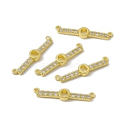 Rack Plating Brass Micro Pave Clear Cubic Zirconia Connector Charms, Real 18K Gold Plated, Long-Lasting Plated, Cadmium Free & Nickel Free & Lead Free, Letter Links, Letter.O, 5.5x28x3mm, Hole: 1.2mm(KK-C007-37G-O)