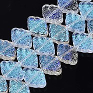 Electroplate Glass Beads Strand, AB Color, Rhombus with Chinese Auspicious Cloud Pattern, Clear AB, 11~12x15.5x4.5mm, Hole: 1mm, about 53~55pcs/strand, 23.62 inch~ 25.39 inch(60~64.5cm)(EGLA-S188-20-B03)