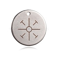 Spray Painted Stainless Steel Pendants, Flat Round with Pattern, Peru, 20x1mm, Hole: 1mm(STAS-F078-07P)