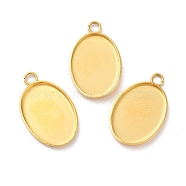 Ion Plating(IP) 304 Stainless Steel Pendant Cabochon Settings, Plain Edge Bezel Cups, Oval, Golden, Tray: 14x10mm, 17.5x11x1.3mm, Hole: 1.8mm(STAS-F167-12G)