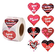 Valentine's Day Theme Paper Gift Tag Stickers, 8 Style Heart Shape Adhesive Labels Roll Stickers, for Party, Decorative Presents, Colorful, 4.1cm, about 500pcs/roll(DIY-C007-01E)