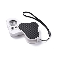 30X 60X 90X Illuminated Loupe Magnifiers, Foldable ABS Plastic Pocket Jewelry Magnifier with LED & UV Light, for Jewelries Gems Coins Stamps , Black, 7.2x6.1x2cm(AJEW-M031-06P)