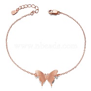 SHEGRACE Unique Design 925 Sterling Silver Link Bracelet, with Butterfly(Chain Extenders Random Style), Rose Gold, 6-3/4 inch(17cm)(JB78C)