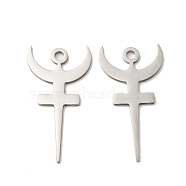 304 Stainless Steel Pendant, Hades Symbol Charm, Stainless Steel Color, 40x20.5x1mm, Hole: 3mm(STAS-H212-24P)