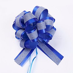 Handmade Elastic Packaging Ribbon Bows, Festival Valentines Day Gifts Box Package Decorations, Flower, Blue, 1120x30mm(AJEW-P045-D08)