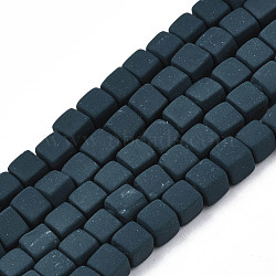 Handmade Polymer Clay Beads Strands,  Cube, Dark Slate Blue, 4x4x4mm, Hole: 1.4mm, about 89~91pcs/strand, 15.55 inch~15.94 inch(39.5~40.5cm)(CLAY-N008-061-01)