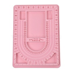 Flocking PE Bead Design Boards, Bracelet Design Board, with Graduated Measurements, DIY Beading Jewelry Making Tray, Rectangle, Pink, 32.7x24x1.55cm(TOOL-XCP0001-95B)