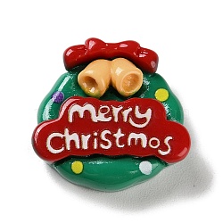 Christmas Theme Opaque Resin Decoden Cabochons, for Jewelry Making, Christmas Bell, 25x25.5x9mm(RESI-F053-D05)