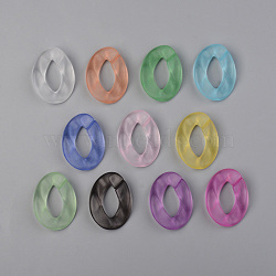 Transparent Acrylic Linking Rings, Quick Link Connectors, for Curb Chains Making, Frosted, Unwelded, Twist, Mixed Color, 39.5x29.5x7.5mm, Inner Diameter: 22x11mm(OACR-T024-01-K)