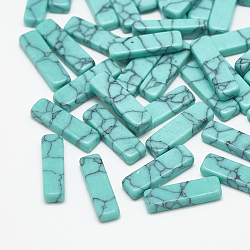 Synthetic Turquoise Cabochons, Dyed, Rectangle, Medium Turquoise, 10x3x1.5mm(TURQ-S290-08B-01)