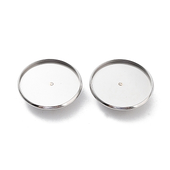 304 Stainless Steel Brooch Base Settings, Flat Round, Stainless Steel Color, 27.5x2mm, Tray: 25.5mm