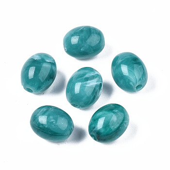 Acrylic Beads, Imitation Gemstone Style, Barrel, Light Sea Green, 13x10mm, Hole: 2mm, about 550pcs/500g