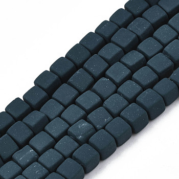 Handmade Polymer Clay Beads Strands,  Cube, Dark Slate Blue, 4x4x4mm, Hole: 1.4mm, about 89~91pcs/strand, 15.55 inch~15.94 inch(39.5~40.5cm)