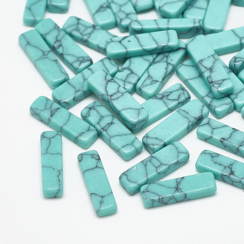 Synthetic Turquoise Cabochons, Dyed, Rectangle, Medium Turquoise, 10x3x1.5mm