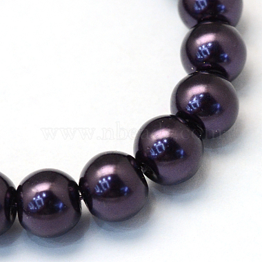 Baking Painted Pearlized Glass Pearl Round Bead Strands(HY-Q330-8mm-20)-2