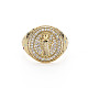 Colorful Cubic Zirconia Flat Round with Jesus Wide Band Cuff Ring(RJEW-N035-079-NF)-1
