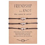 3Pcs 3 Style 430 Stainless Steel Knot Heart Link Bracelets Set, Match Adjustable Bracelets for Best Friends Couple Family, Stainless Steel Color, 7-1/8~11-3/4 inch(18~30cm), 1Pc/style(JB719A)