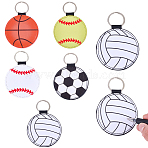 5Pcs 5 Styles Sport Theme PU Leather Keychain, with Iron Ring, Ball, Platinum, 11.7cm, 1pc/style(KEYC-CL0001-31)