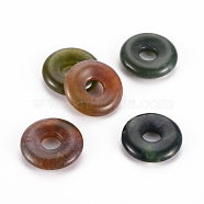 Natural Indian Agate Pendants, Donut/Pi Disc, 18x4.5~5.5mm, Hole: 5.5mm(G-T122-66B)