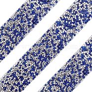 Glitter Resin Hotfix Rhinestone, Hot Melt Adhesive on the Back, Rhinestone Trimming, Costume Accessories, Medium Blue, 29x2mm, 91cm/Board.(DIY-FG0001-51)