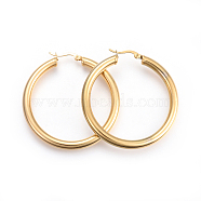 201 Stainless Steel Big Hoop Earrings, with 304 Stainless Steel Pin, Hypoallergenic Earrings, Ring Shape, Golden, 52x50x5mm, 4 Gauge, Pin: 1mm(X-EJEW-A052-19F-G)