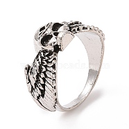 Alloy Skull Finger Ring, Gothic Jewelry for Women, Antique Silver, US Size 6 1/4(16.7mm)(RJEW-H109-01AS)