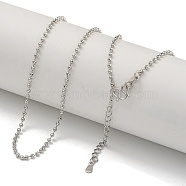 Brass Ball Chain Necklaces for Women, Real Platinum Plated, 18.43 inch(46.8cm)(NJEW-U011-07P)