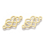 201 Stainless Steel Links connectors, Laser Cut Links, Heart with Infinity, Golden, 13x24x1mm, Hole: 1.8mm(STAS-N091-35G)