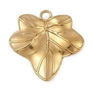 304 Stainless Steel Pendants, Leaf Charm, Golden, 31.5x31x3mm, Hole: 3mm(STAS-M078-03A-G)