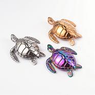 304 Stainless Steel Big Pendants, Turtle/Tortoise, Mixed Color, 54x48x13mm, Hole: 5x8mm(STAS-L186-013)
